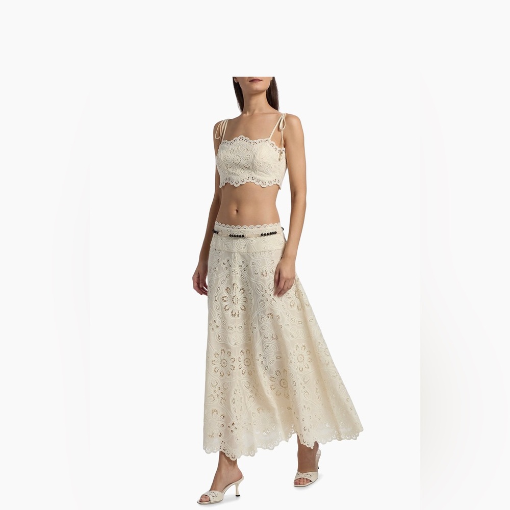 Zimmermann  Rhiannon Lace Cotton A-Line Midi-Skirt. Size 1 - Picture 2 of 7